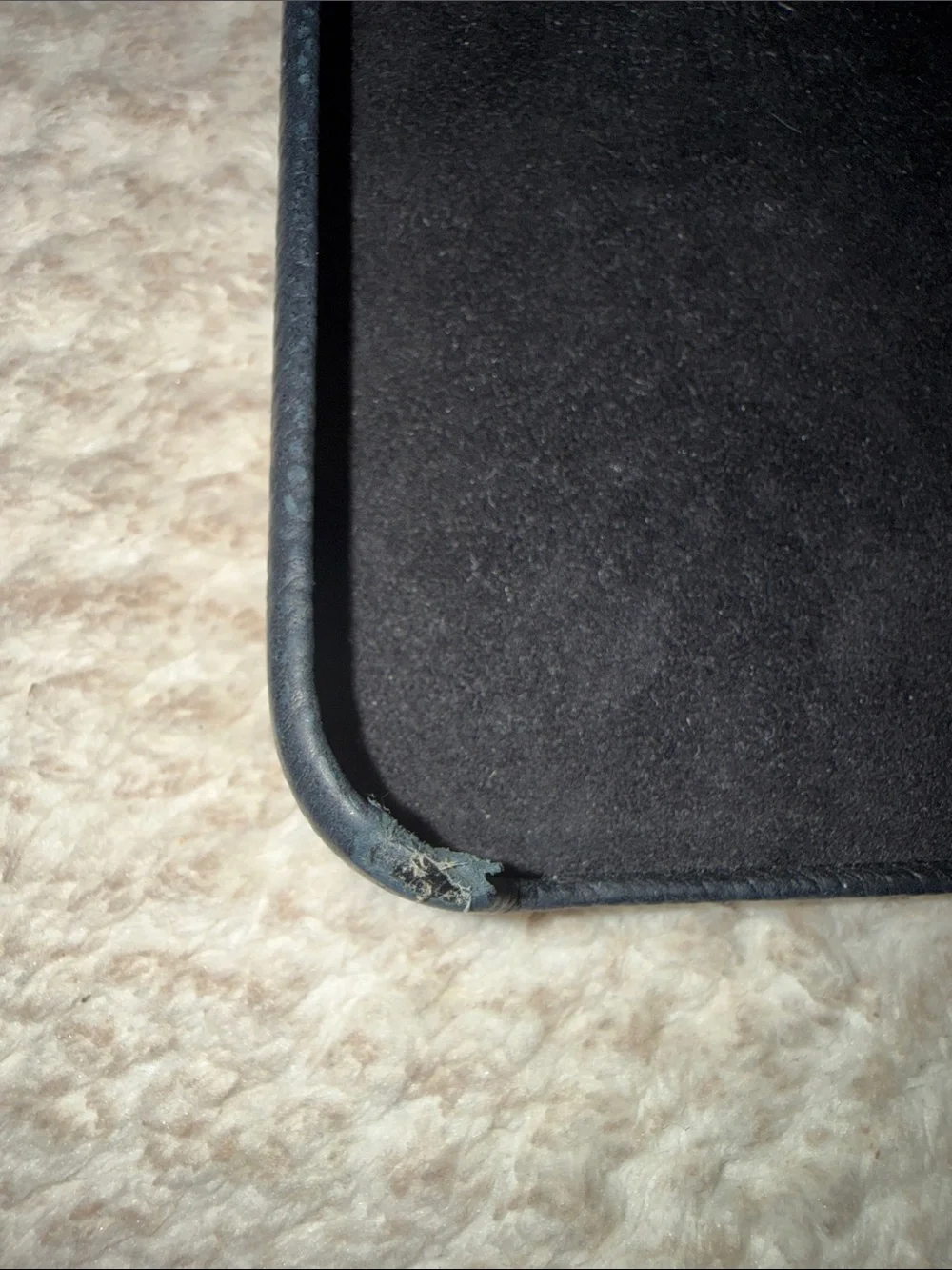 LV-Black & Brown Leatherette Phone Case with Card Pocket small tear on corner